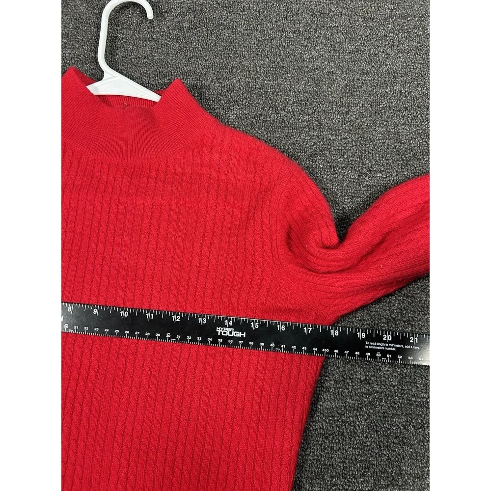 Investments Cashmere Sweater Women's‎ XS Red 100% Cashmere Cable Knit Pullover